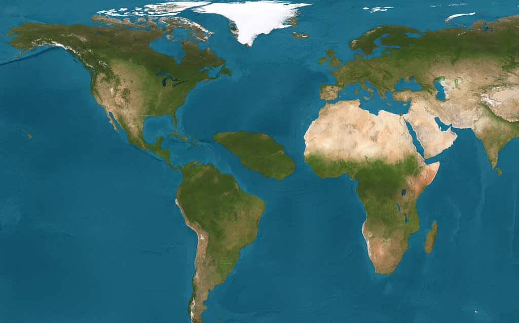 Final layout, continent centered within the Atlantic.